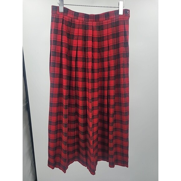 Talbots Dresses & Skirts - Vintage Talbots Red Tartan Plaid Pleated Midi Skirt Sz 12